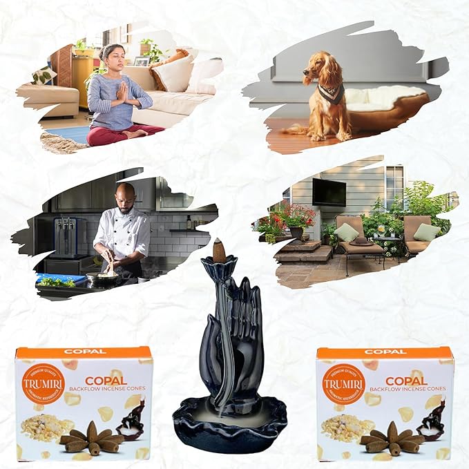 Copal Backflow Incense Cones - 60 Cones, Six Packs of 10, Waterfall Effect TRUMIRI