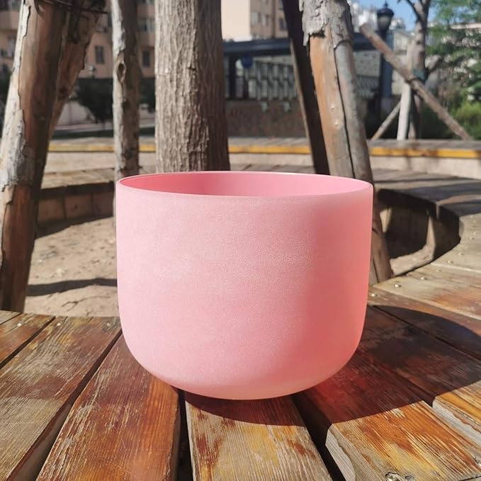 KVKA Pink Color F Note Heart Chakra Quartz Crystal Singing Bowl 8 inch with Carrying Case for healing sound Yoga - Bloomnest