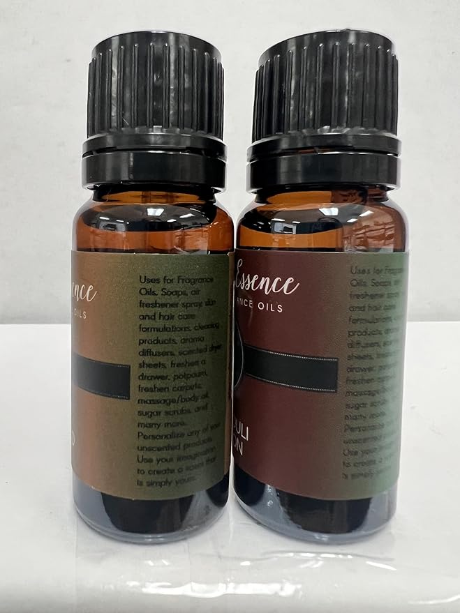Eternal Essence Oils 2 Pack 10ml Premium Fragrance Oil - Amberwood Moss & Patchouli Saffron - for Candle, Soap Making, Aromatherapy, Diffusers, Home Care, & Humidifiers EternalEssenceOils