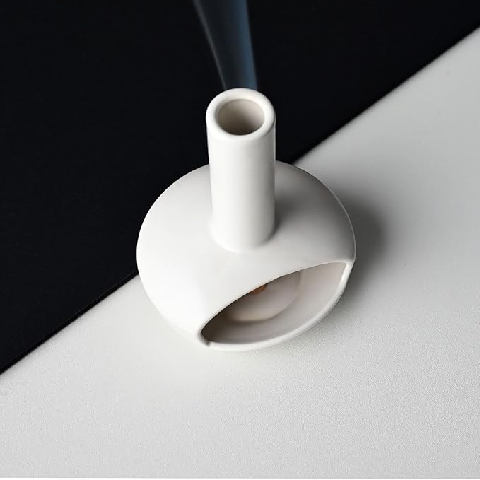 Cute Ceramic Palo Santo Holder – Handcrafted Modern Incense Cone Burning Stand – Adorable Smudge Bowl for Yoga Aromatherapy & Meditation for Home Decor – Unique Chimney Design - Bloomnest