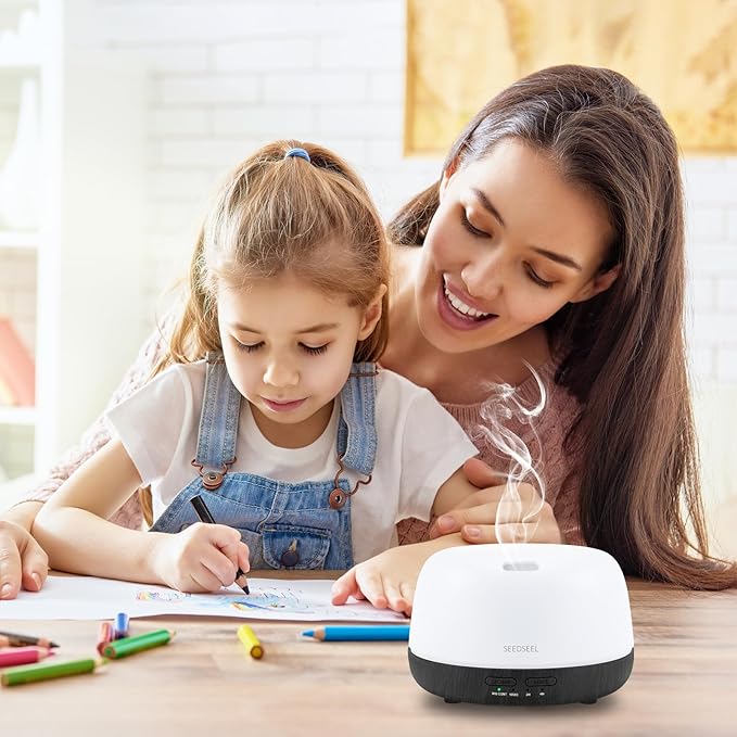 300ML Essential Oil Diffuser with Remote Control, Aromatherapy Diffuser with 7-Color Changing LED Light for Small Rooms, Bedroom, and Home - Bloomnest