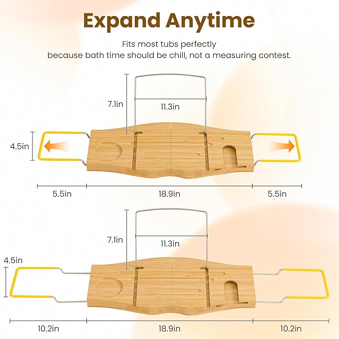 Bamboo Bathtub Tray Expandable Bathroom Tray for Home Spa Relaxation, Wooden Tray Caddy for Bathtub, Bamboo Bathtub Caddy as Unique Housewarming, Birthday, Wedding Shower Gifts. - Bloomnest