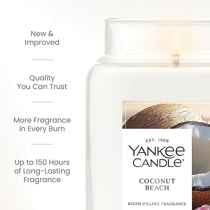 Yankee Candle Coconut Beach Scented Candle, 22oz Large Jar with up to 150 Hour Burn Time, Giftable, Birthdays - Bloomnest