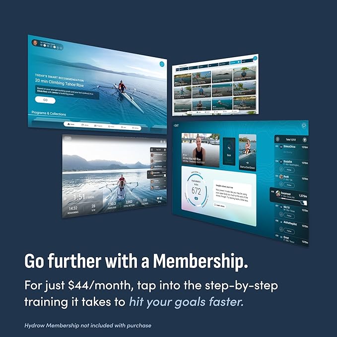 Hydrow Wave Rowing Machine with 16" HD Touchscreen & Speakers - Foldable | Live Home Workouts, Subscription Required - Bloomnest