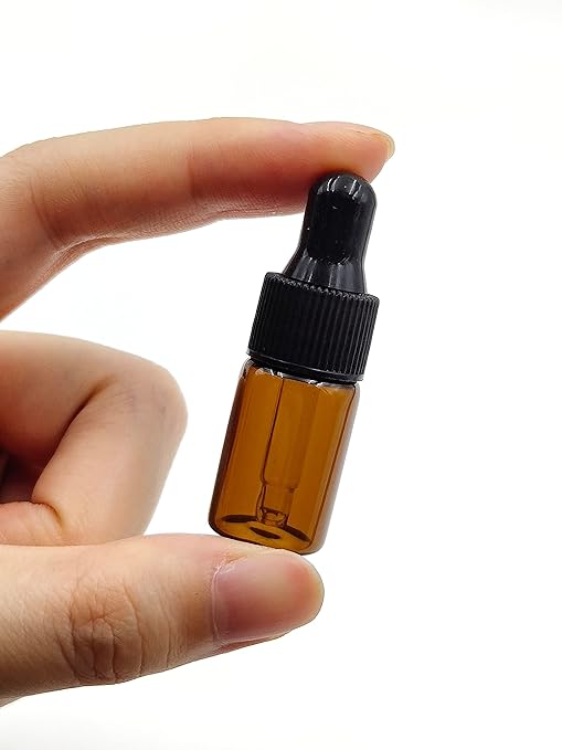 15Packs 3ml Tiny Amber Glass Mini Dropper Bottles for Essential Oils, Cosmetics, and Liquid Small Empty Travel Sample Vials with Dropper and Black Caps YYNGJCK