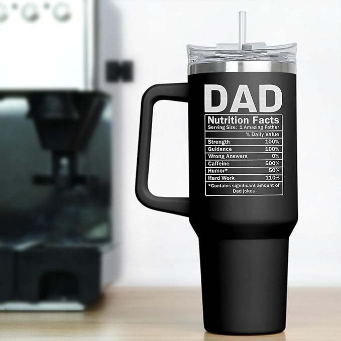 TEEZWONDER Father's Day Gifts for Dad from Daughter Son - Insulated 40 oz Tumbler with Straw and Handle - Fathers Day Birthday Gifts for Dad from Kids, Mens Birthday Gift Ideas - Bloomnest