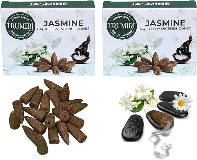 TRUMIRI Jasmine Backflow Incense Cones - 20 Cones, Pack of 2 TRUMIRI