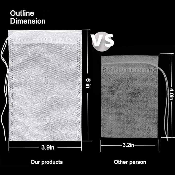 Fenshine 100Pcs Large Tea Bag - Disposable Empty Tea Filter Bags No Mess Mesh Bags with Drawstring for Concentrate/Iced Coffee, Herb, Loose Leaf Tea - Bloomnest