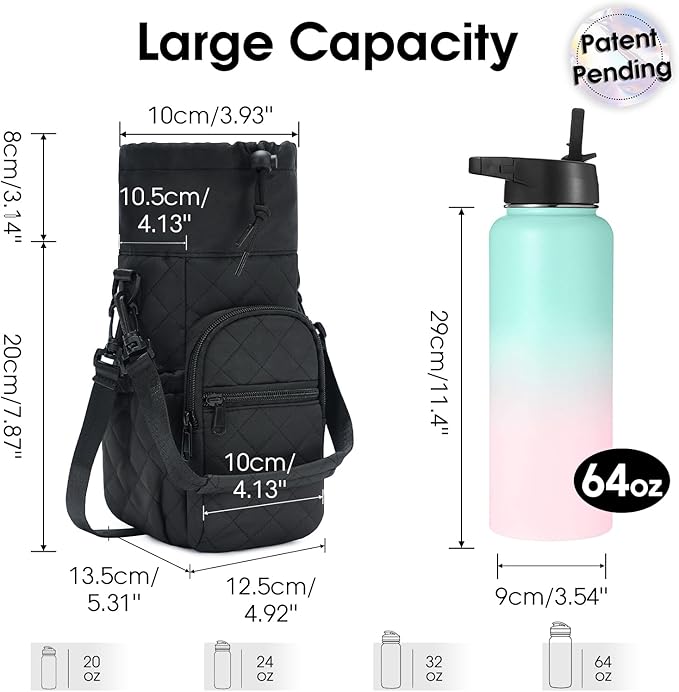 sportsnew Water Bottle Holder with Strap 32oz 40oz Insulated Water Bottle Carrier Sling Bag with Phone Pocket Crossbody sportsnew