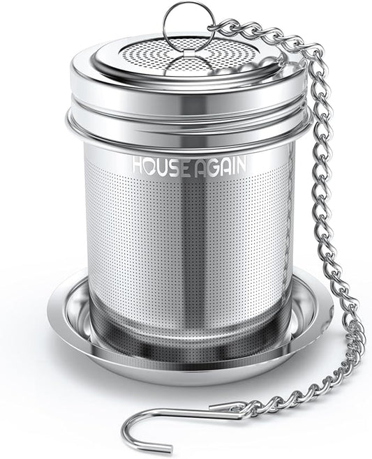 House Again Tea Infuser, Extra Fine Mesh Tea Strainers for Loose Tea, 18/8 Stainless Steel Tea Strainer with Extended Chain Hook, Tea Steeper for Brew Tea, Spices & Seasonings, for Single Cup