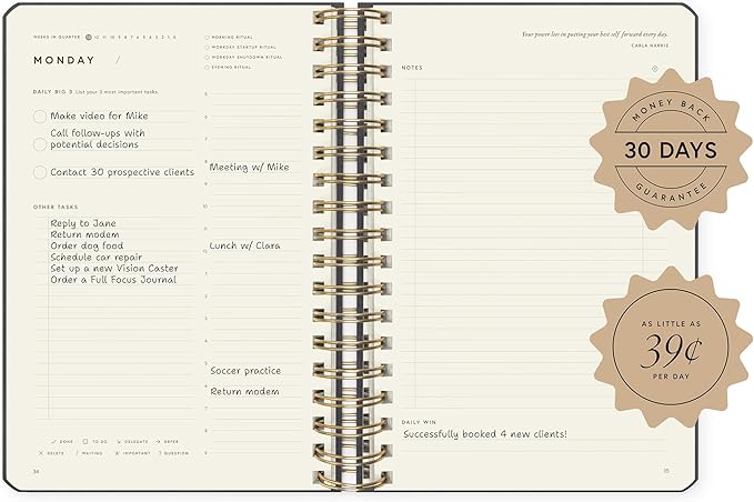 Full Focus Leather Coil Planner by Michael Hyatt - The #1 Daily Planner to Set Annual Goals, Increase Focus, Eliminate Overwhelm, and Achieve Your Biggest Goals - Hardcover (Eggplant) - Bloomnest