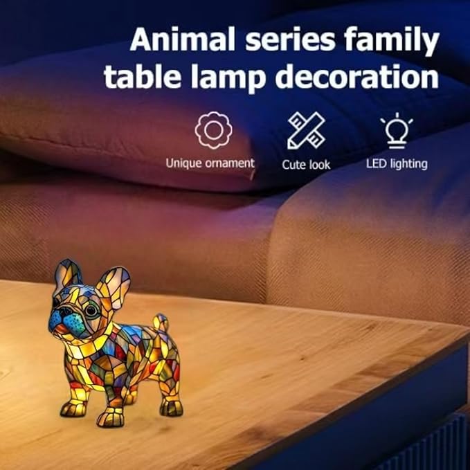 Dog lamp,French Bulldog Lights,Dyed Resin Desktop Night Lights,Cute Pet Dog Theme LED Table Lamps,Vintage Lights Home Decor,Animal Series Art Night Lights,Christmas Gifts, (French Bulldogs) - Bloomnest