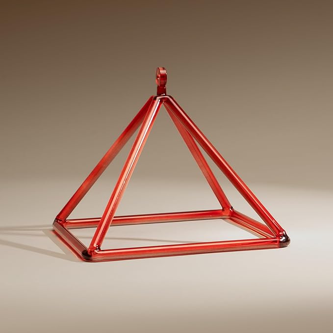 TOPFUND Red Crystal Singing Pyramid 10 inch with Carrying Case and Quartz Suede Mallet