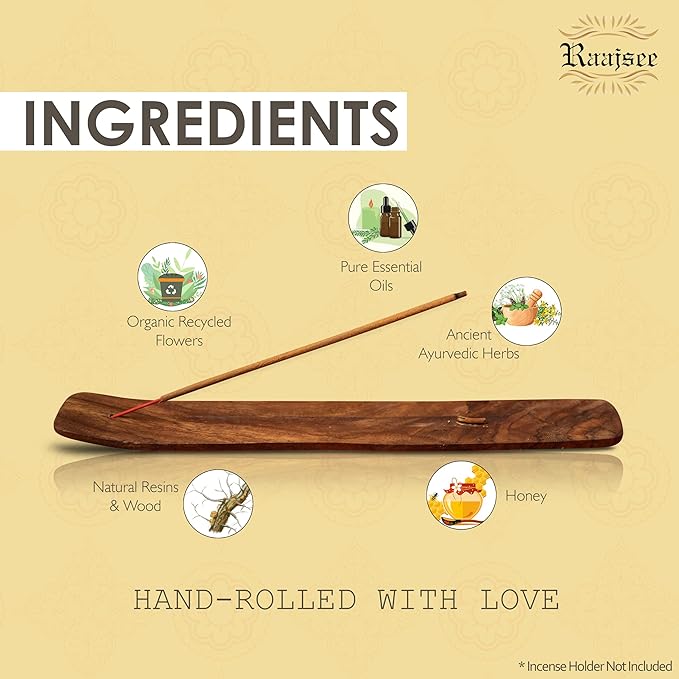Raajsee Palo Santo Incense Sticks (180 GMS), 100% Pure Organic Natural Hand Rolled Free from Chemicals- Perfect for Aromatherapy, Cleansing, Meditation, and Church (Pack of 12) - Bloomnest