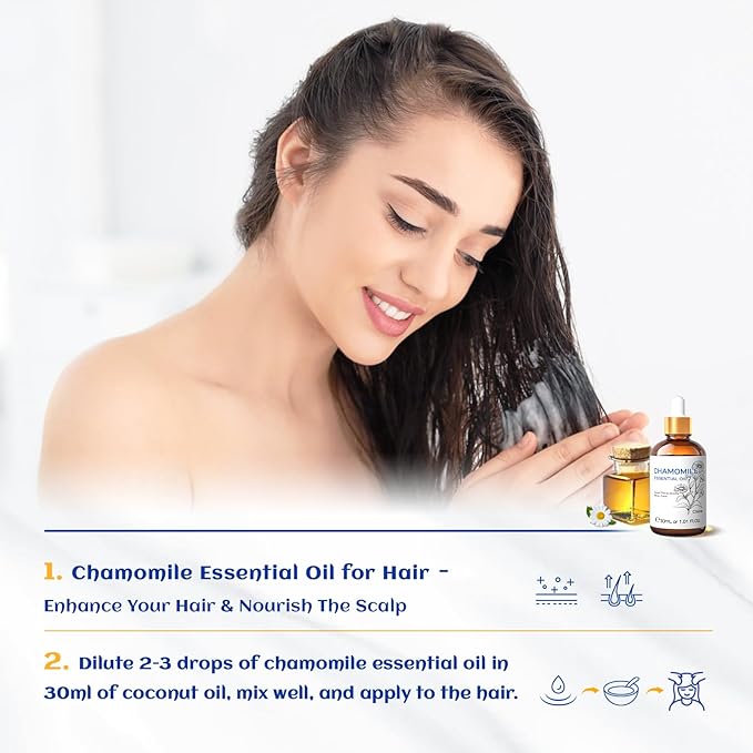 HIQILI 30ML Chamomile Essential Oil, Pure & Natural Chamomile Oil for Diffueser, Skin, Soap, Shampoo - 1.01 Fl Oz - Bloomnest