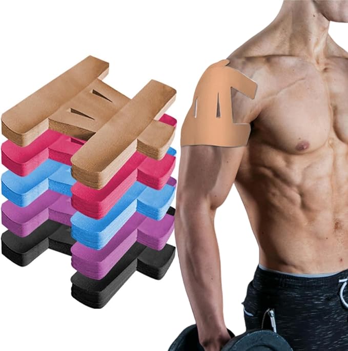 IEADEN Precut Kinesiology Tape for Shoulder, 10 Pcs - Shoulder Support & Stability, Shoulder Pain Relief Athletic Tape - Waterproof & Elastic, Breathable Hypoallergenic Latex-Free Tape, Beige - Bloomnest