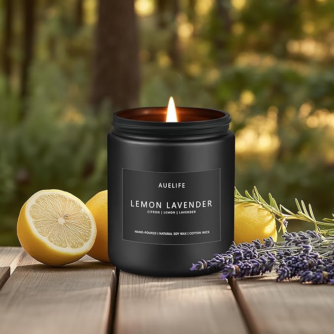 Lemon Lavender Candle | Scented Candles for Home, Aromatherapy Gifts - Soy Candles for Home Scented, Candle Gift for Women Men, Natural Fragrance -7oz 50 Hours Long Burning - Bloomnest