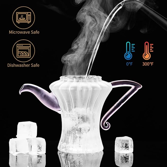 Glass Teapot Tea Pot With Infuser, Glass Kettle, Tea Glass Pot, Glass Tea Cup With Infuser And Lid For Loose Leaf Tea Steeper, Tea Pots For Tea Party, 2 Glass Cups With Saucers, 1 Male Cup Tea Gift - Bloomnest