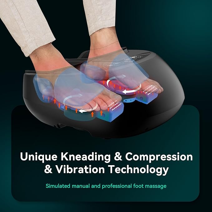 Snailax Foot Massager with Heat, Remote Control, Shiatsu Heated Foot Massager Machine with Deep Kneading, Rolling, Compression, Vibration, Size 13 - Bloomnest