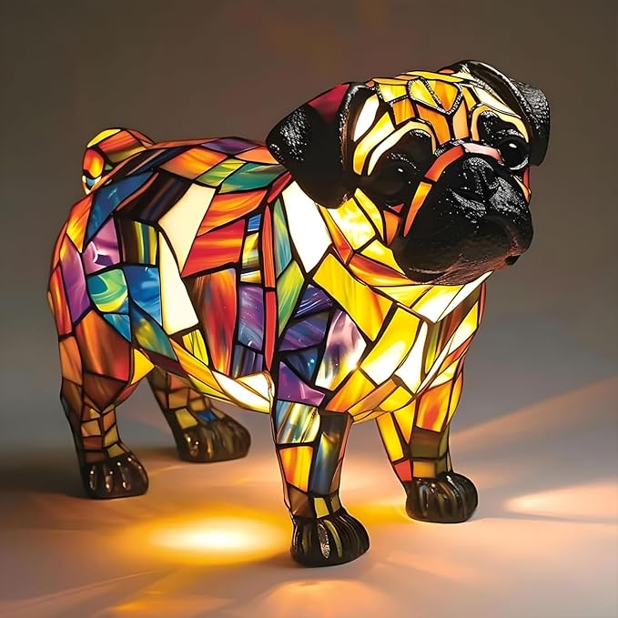 Atlodas Labrador Lamp, Dogs Stained Resin Tabletop Night Light, Dog Series Art Night Light, Dog Stained Glass Lamp, 3D Cute Pet Themed LED Table Lamps, Gift for Lovers (#13) - Bloomnest
