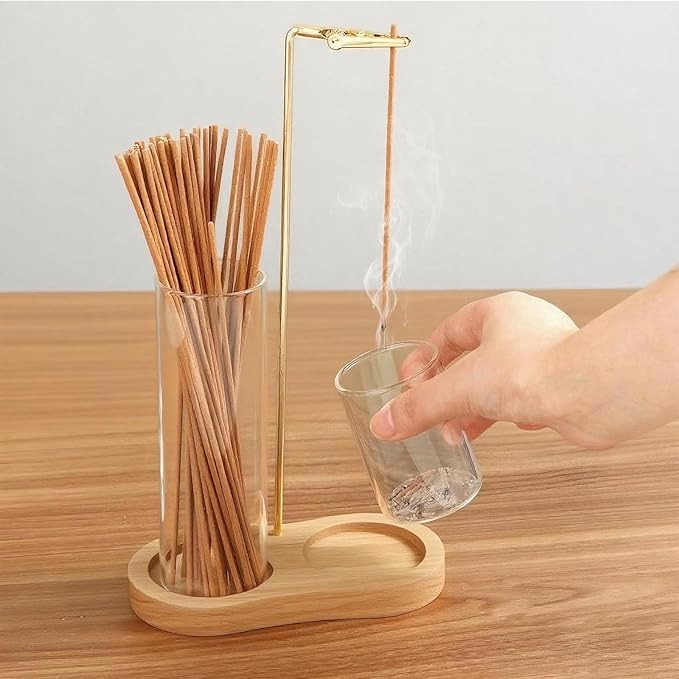 Incense Holder for Sticks with Ash Catcher-2 in 1 Glass Incense Stick & Candle Holder with Storage, Anti-Ash Flying insence-Sticks Burner for Meditation Yoga Spa Home Decor sage (Light Base) - Bloomnest