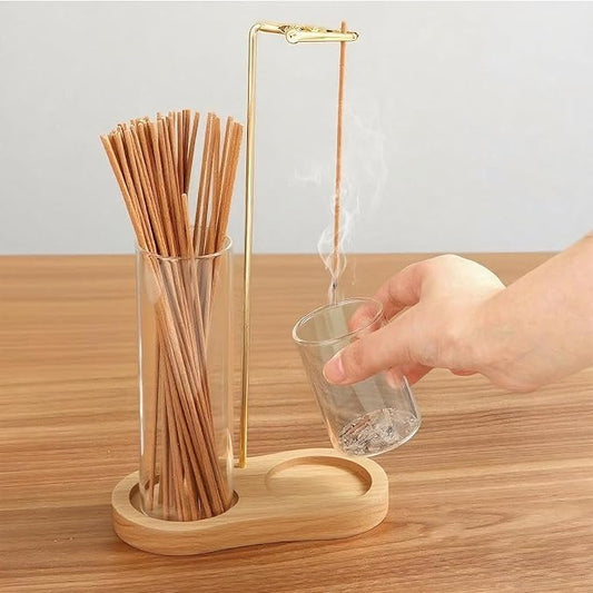 Incense Holder for Sticks with Ash Catcher-2 in 1 Glass Incense Stick & Candle Holder with Storage, Anti-Ash Flying insence-Sticks Burner for Meditation Yoga Spa Home Decor sage (Light Base) - Bloomnest
