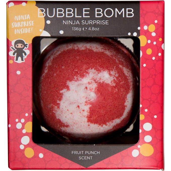 Ninja Bath Bombs for Kids with Surprise Toy Inside - Large Red Bubble Bomb and Fizzies, Gentle and Safe, USA Made - Ideal Gift for Boys and Girls by Two Sisters - Bloomnest