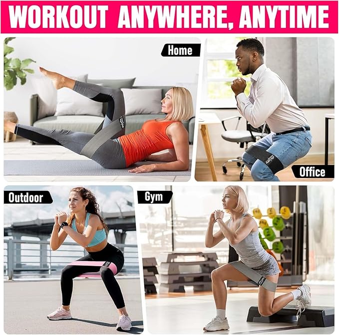 Fabric Resistance Bands Set – Booty Bands for Legs & Glutes, 3 Resistance Levels, Non-Slip Workout Bands for Women & Men, Ideal for Yoga, Pilates, Fitness, and Home Workouts - Bloomnest