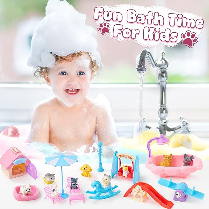 Bath Bombs for Kids with Surprise Inside for Girls Boys, 12 Pack Kids Bath Bombs with Dog & Cat Toys Pretend Playset Handmade Bubble Bath Fizzies Birthday Christmas Gift Set - Bloomnest