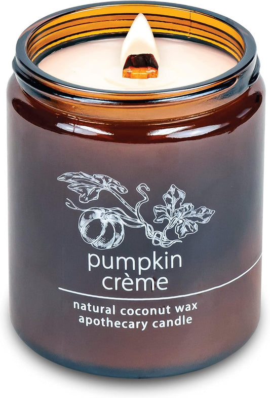 Hemlock Park Crackling Wood Wick Candle Handcrafted with Natural Coconut Wax (Standard 8 oz, Pumpkin Crème)