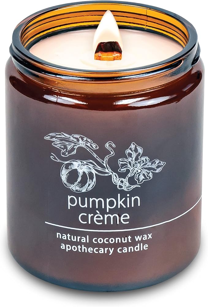 Hemlock Park Crackling Wood Wick Candle Handcrafted with Natural Coconut Wax (Standard 8 oz, Pumpkin Crème) - Bloomnest