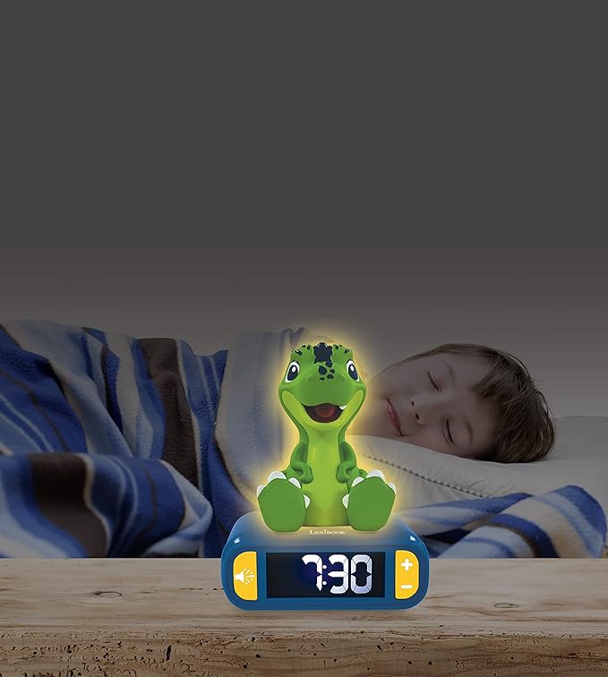 LEXiBOOK - Dinosaur Nightlight Alarm Clock, Clock, Alarm Clock for Boys and Girls, Snooze, Blue/Green - RL800DINO - Bloomnest