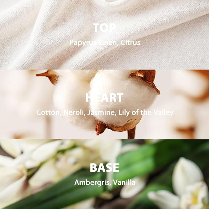 Reed Diffuser Set, 9.85 oz White Cotton Scented Diffuser with Decorative Card Home Fragrance Reed Diffuser for Bathroom Shelf Decor, Ideal Gift for Woman