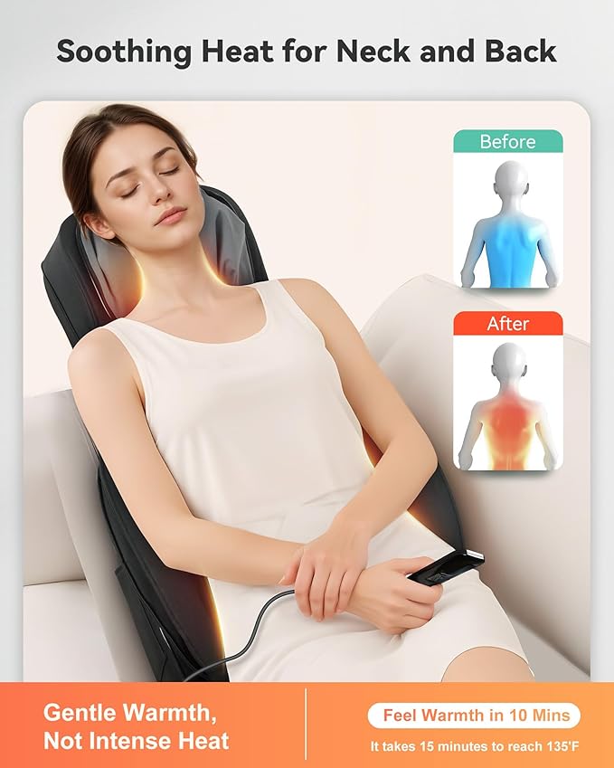 Snailax Shiatsu Neck and Back Massager with Heat, Adjustable-Height Neck Massager Rollers Massage Chiar Pad with Vibration, Chair Seat Massager for Home, Office, Gifts for Men, Women - Bloomnest