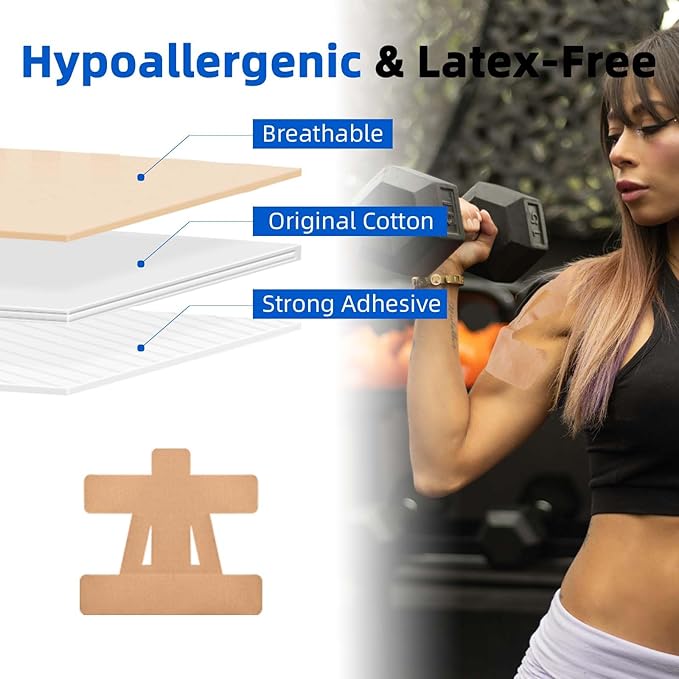 IEADEN Precut Kinesiology Tape for Shoulder, 10 Pcs - Shoulder Support & Stability, Shoulder Pain Relief Athletic Tape - Waterproof & Elastic, Breathable Hypoallergenic Latex-Free Tape, Beige - Bloomnest