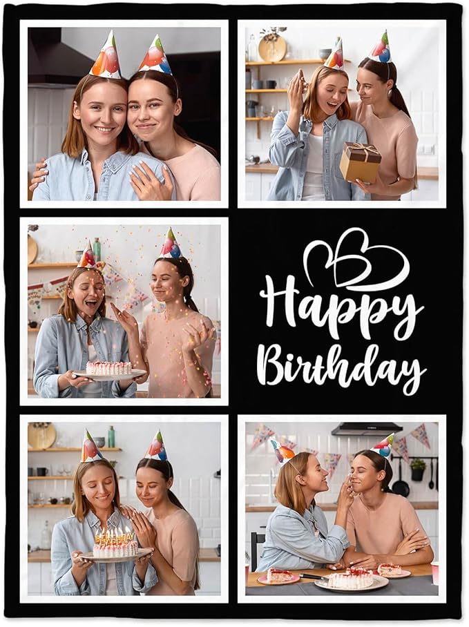 Personalized Birthday Gifts for Women, Custom Blankets with Photos, Personalized Blanket with Photos & Text, Personalized Photo Blankets - Bloomnest