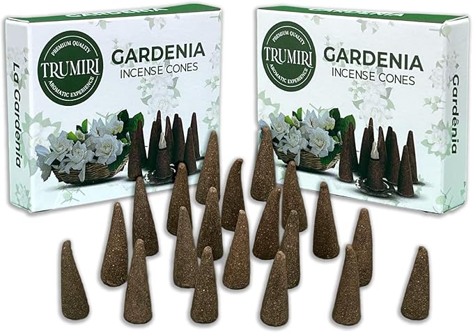 Gardenia Incense Cones - Dual Pack of 10 Scented Cone Incense TRUMIRI