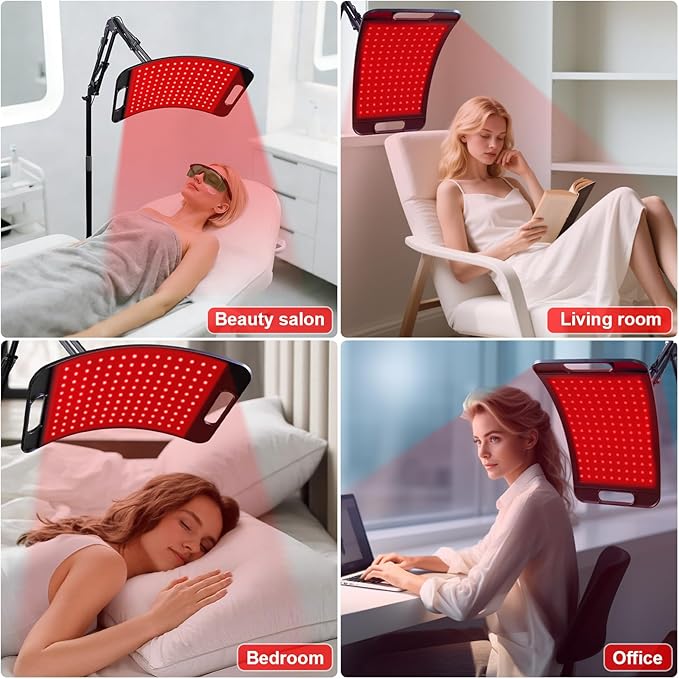 Red Light Therapy for Body and Face, Red Light Panel with 660nm & 850nm LEDs, Infrared Light Therapy Lamp with Adjustable Stand, Red Light-Therapy at Home with Eyes Protection Goggles Fussion