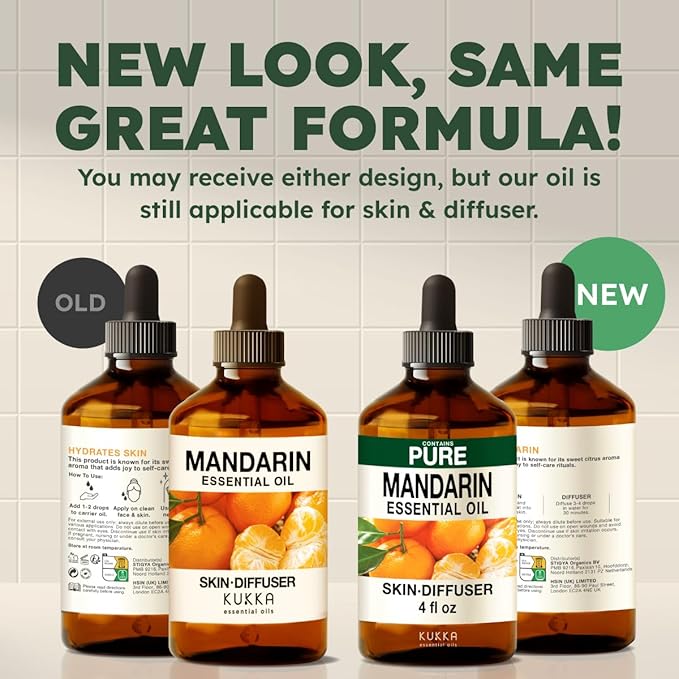 KUKKA Mandarin Essential Oils - 4 Fl Oz - for Hair, Skin, Diffuser, Aromatherapy & DIY Soap Making Scent - Bloomnest