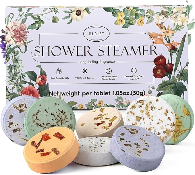 Shower Steamers Aromatherapy BLRIET 8 Pack Gifts for Women, Birthday Christmas White Elephant Gifts Stocking Stuffers for Adults Her Mom Him Home Spa Gym Natural Essential Oil Self Care Relaxation - Bloomnest
