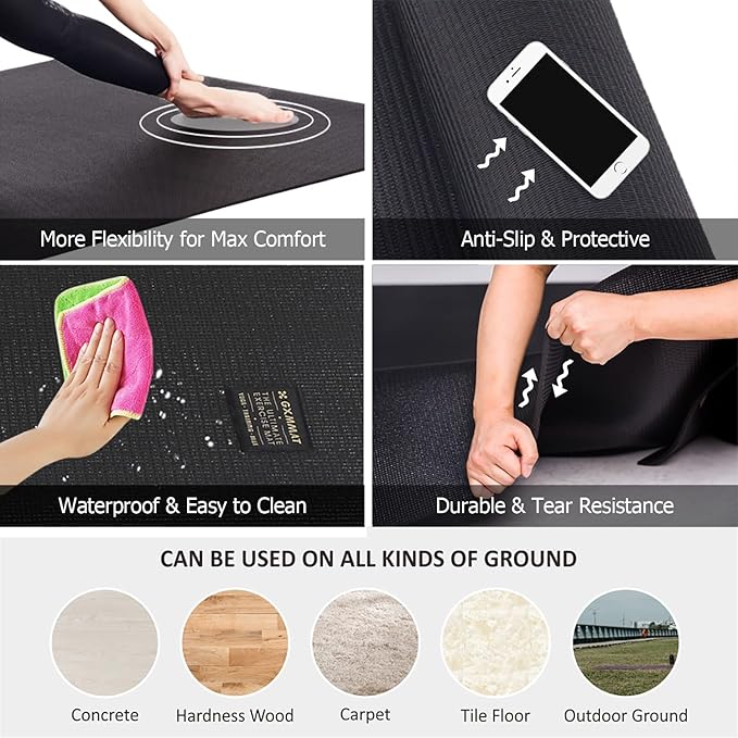 GXMMAT Large Yoga Mat 6'x4'/6'x6'/7'x5'(7mm/9mm), Extra Thick Workout Mats for Home Gym Flooring,Ultra Comfortable Non-Slip Quick Resilient Barefoot Wide Exercise Mat for Pilates,Stretching,Meditation - Bloomnest