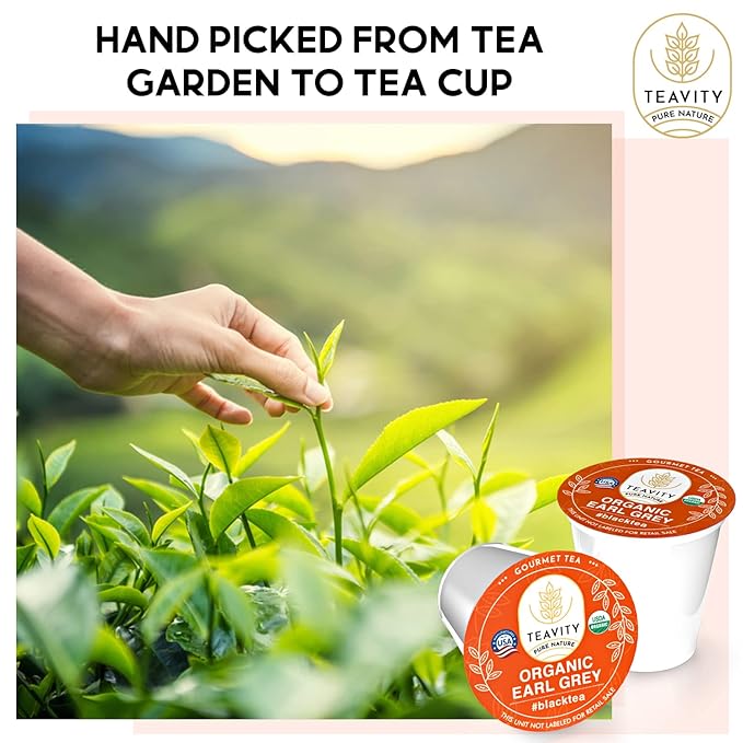Organic Earl Grey Tea Pods for Keurig - Caffeinated Unsweet Black Tea for K Cup Brewing by Teavity (24 Tea Pods) - Bloomnest