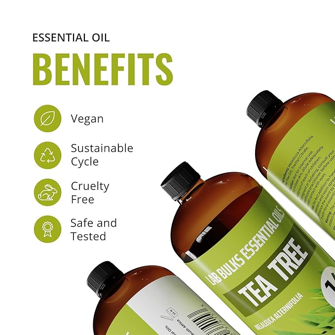 Lab Bulks Essential Oil Tea Tree Essential Oil 16 Ounce (2 Pack) – Aromatherapy Tea Tree Oil Bulk for Diffuser, Soap Making, Home, Candles - Bloomnest