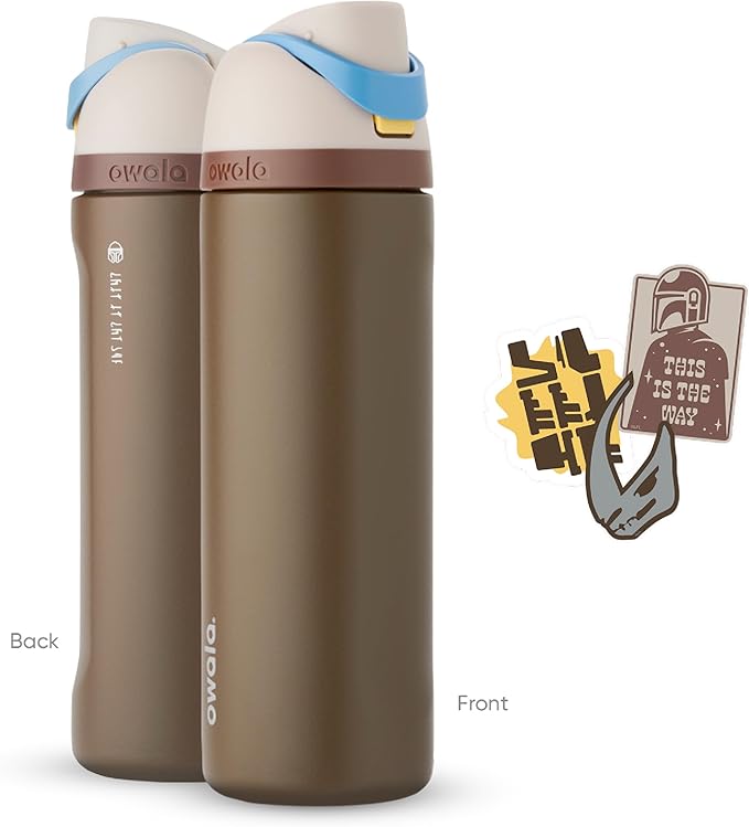 Owala Star Wars FreeSip Insulated Stainless Steel Water Bottle with Straw for Sports and Travel, BPA-Free, 24-Ounce, Mandalorian Owala