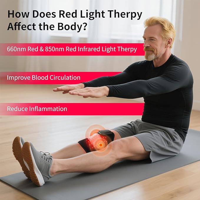 Cordless Massager with Red Light Therapy, Heated Knee Massager for Arthritis Pain Relief, 660nm&850nm Red Light Therapy Heated Device for Knee Shoulder Elbow, 5000 mAh Rechargeable Battery - Bloomnest