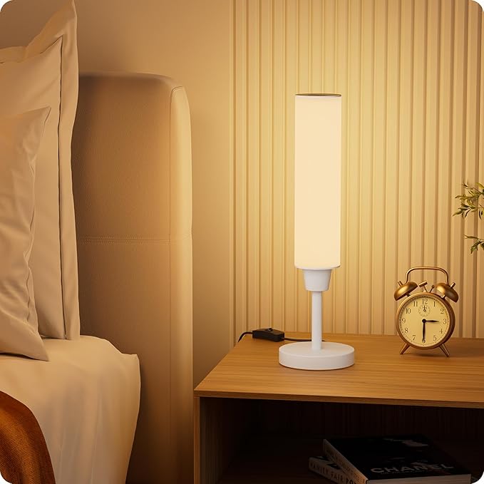 Table Lamp with Remote，Bedside Lamps for Night Stands, Nightstand Lamp with Adjustable Brightness (10%-100%) and Color Temperature (3000k-6000k),Small Lamp for Bedroom (White) - Bloomnest