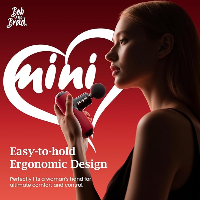 BOB AND BRAD Q2 Mini Massage Gun for Women - Portable Muscle Pain Relief, Powerful Deep Tissue Percussion Massager, Ultra Quiet Handheld Massager, Designed for Travel - Red - Bloomnest