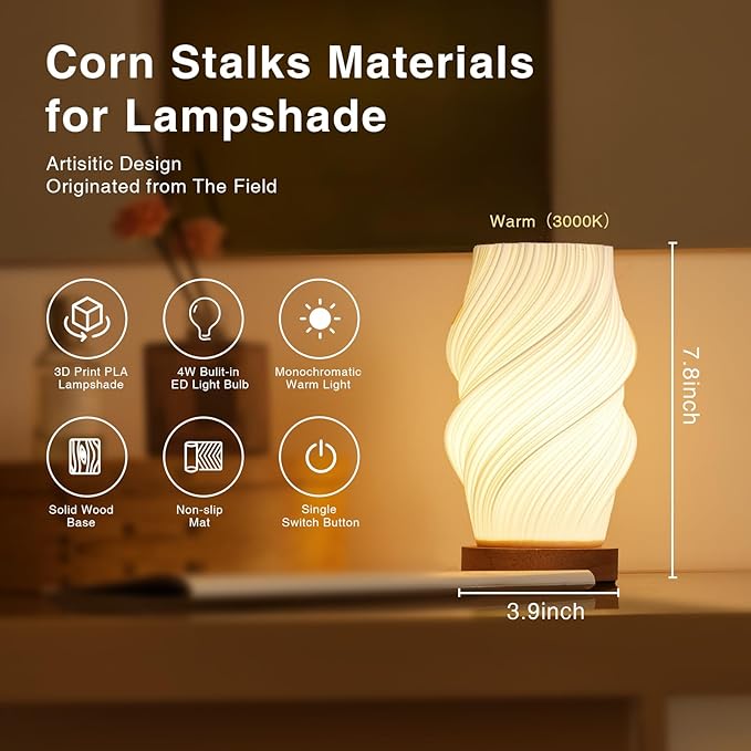 Table Lamp Bedside Lamps for Bedroom, Small Night Stands Desk Lamp, Mood Warm Cozy Lighting, Vintage Boho Cool Mid Century Modern Lamp, Aesthetic Accents Home Room Decor (Warm-E, Medium) - Bloomnest