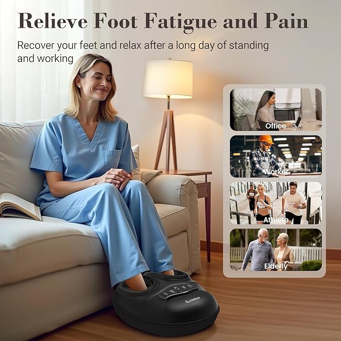 Shiatsu Foot Massager with Heat and Compression, FSA Eligible HSA, Heated Foot Massager for Plantar Fasciitis Neuropathy, Electric Massager for Foot Pain Relief and Circulation, Gifts for Women Men - Bloomnest
