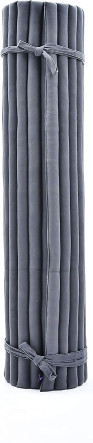Leewadee - Foldable Floor Mattress - Japanese Roll Up Futon -Trifold Tatami Mat- Guest Floor Bed - Camping Mattress - Thai Massage Mat, Kapok Filled, 75 x 57 inches, Anthracite - Bloomnest